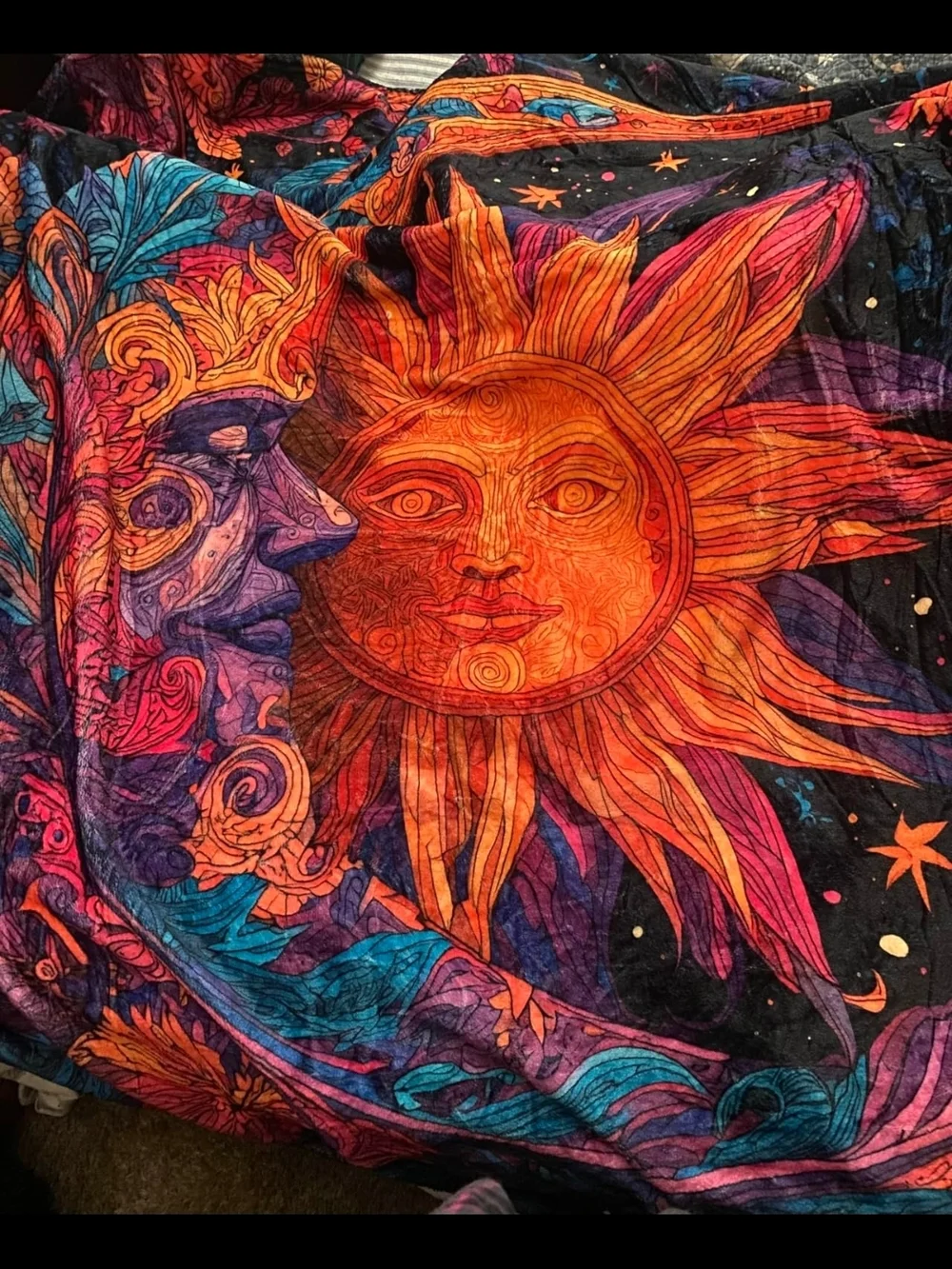 Bohemian Sun & Moon Throw Blanket - Vibrant‎ Purple Multi 60x50